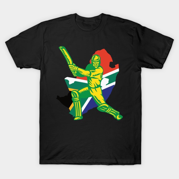 South Africa Cricket Player Batsman Design T-Shirt by alltheprints
